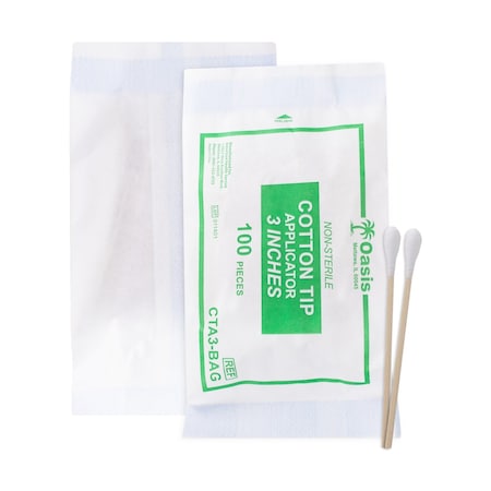 Oasis Cotton-Tipped Applicators 3", Non-Sterile, 100PK CTA3-BAG