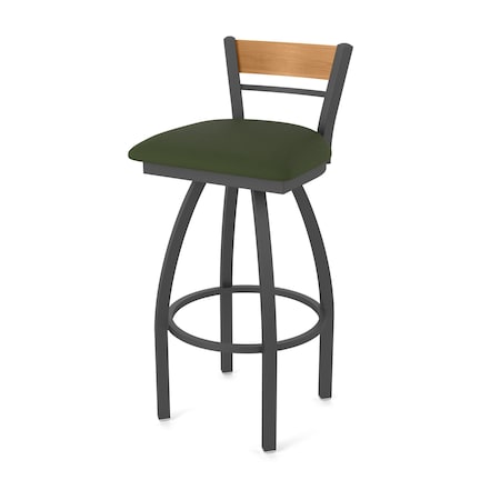 Holland Bar Stool Co Revelle 25in Swivel Counter Stool with Pewter Finish, Medium Back and Canter Pine Seat 881