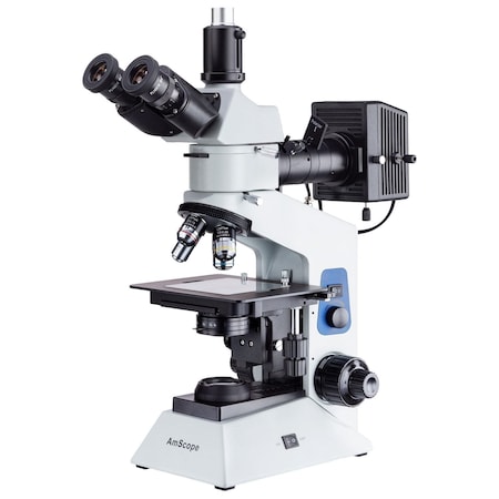 Amscope ME580 Compact Trinocular Metallurgical Upright Compound Microscope 40X-500X Dual-Illumination Polar ME580T-PZ-2L-5M3