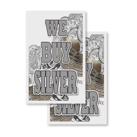 Signmission We Buy Silver, Vinyl Decals Only 24 Inch x 36 Inch, Vinyl Decal, 2PK DSB-2436-2PACK-We Buy Silver