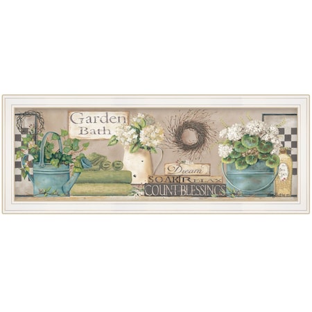 Homeroots Garden Bath 1 White Framed Print Bathroom Wall Art 415295