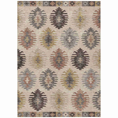 Homeroots 8' X 10' Beige Copper And Gray Southwestern Washable Indoor Outdoor Area Rug 615113