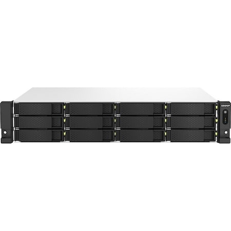 Qnap 2U 12-BAY NAS/ISCSI IP-SAN, INTEL CELERON 4C/4T UP TO 2.7GHZ, 8GB RAM ON- TS-1264U-RP-8G-US