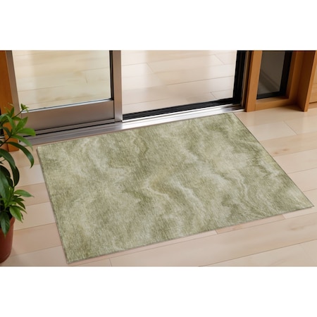 Homeroots 3' X 5' Sage And Ivory Abstract Washable Indoor Outdoor Area Rug 631311