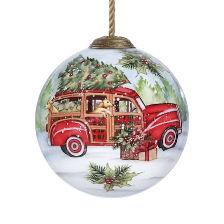 Homeroots Home For Christmas Hand Painted Mouth Blown Glass Ornament 477476