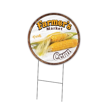 Signmission Farmers Market Corn Double Sided Corrugated Plastic Circle Yard Sign, C-24-CIR-DS-WS- Corn C-24-CIR-DS-WS- Corn