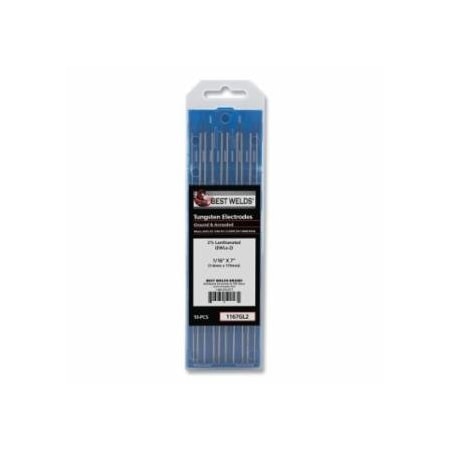 Best Welds 2% Lanthanated Tungsten Electrode, 1/16 in x 7 in, 10 PK 900-1167GL2