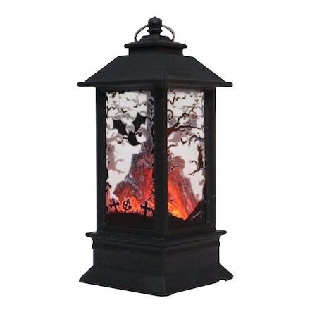Santas Forest Halloween Bat Lantern, 5 in H, Plastic, Black/Orange, Internal Light, Indoor 99934