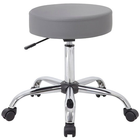Norstar Medical Stool, Chrome; Vinyl, Gray, 20.5 to 26.5 in Seat Height B240-GY