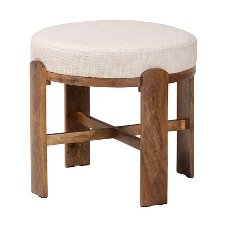Baxton Studio Whitfield Round Fabric Ottoman Stool 270-14722-ZORO
