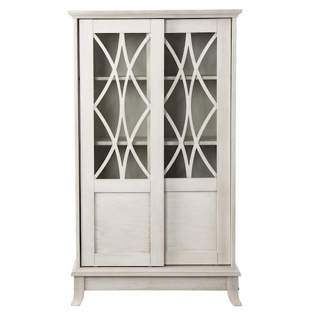Homeroots 28in White Standard Accent Cabinet With Eight Shelves 401697