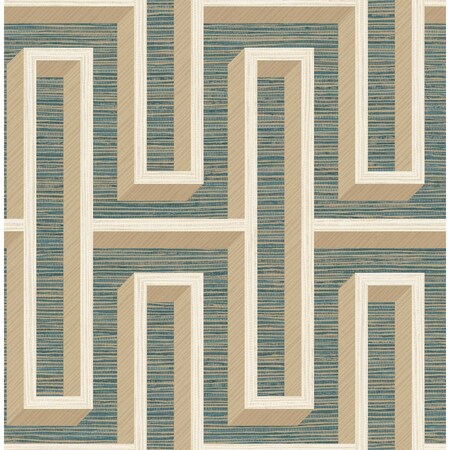 Advantage Henley Teal Geometric Grasscloth Wallpaper 4125-26723
