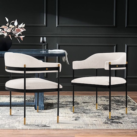 Manhattan Comfort Modern Lia Boucle Dining Armchair in Cream DC074-CR