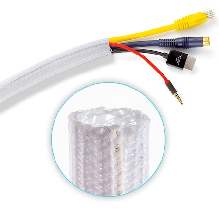 Maximm 10ft 1/2" Split Wire Loom Cable Management Cord Protector, White SCW-10FT-.50-WH-1PK