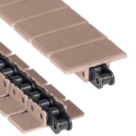 Rexnord Chain, Plate Top, 843, 2 Piece Steel with Plastic Top, 1/2 in. Pitch LF 843-K200