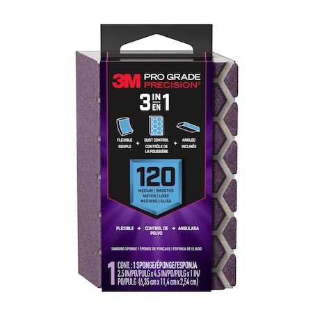 3M Sanding Sponge, Ceramic, Medium DCDA120-PGP-1T