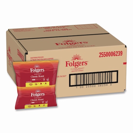 Folgers Coffee, Classic Roast, Filter Pack, Caffeinated, Ground, 0.9 oz, 40 PK 2550006239