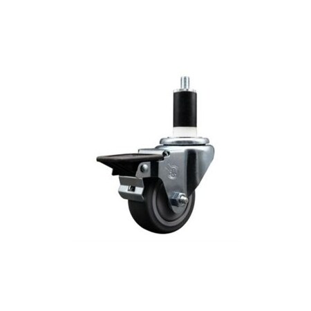 Service Caster 3'' Thermoplastic Rubber Swivel 1-3/8'' Expanding Stem Caster with Brake SCC-EX20S314-TPRB-PLB-138