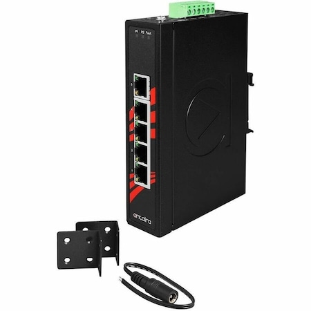 Antaira 5-Port 10/100TX Slim Industrial Ethernet Switch, Extended Operating Temperature LNX-500A-T