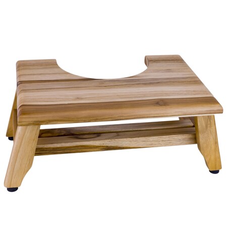 Homeroots 8" Natural Solid Teak Bathroom Toilet Stool 383356