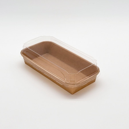 Verterra 8.75x3.5x1 Kraft tray w/ lid Combo, 200PK VT-PBL-8.75X3.5X1