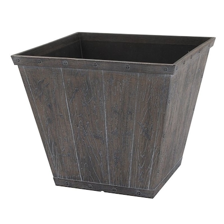 Landscapers Select Square Barn Planter, 8-1/2 in H, 10 in W, Square, High-Density Resin, White Wash S17050410-01-A