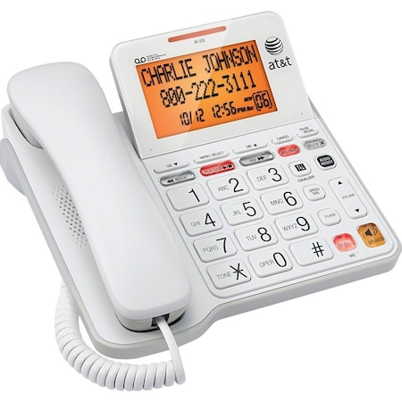 At&T Corded Digital Phone System, XLarge Display, Corded, White ATTCL4940