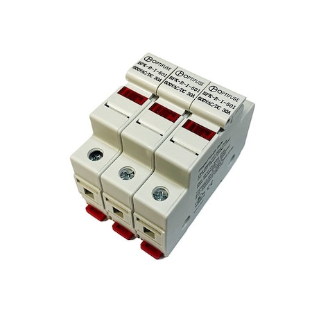 Optifuse Fuse Block, 3 Poles, 30A Amp Range, 600V AC/600V DC Volt Rating BPK-R-I-503