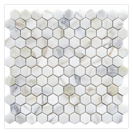 Apollo Tile 11x12 Calacatta Gold Polished Marble Mosaic Hexagon Wall and Floor Tile 4.55 sq ft/case, 5PK APLTSC88G43PA