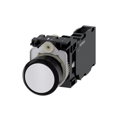 Siemens Pushbutton, 22 mm, round, plastic, white, pushbutton, flat 3SU1100-0AB60-1FA0-ZY13