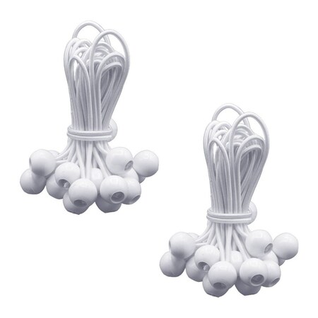 Mytee Products 50 Pcs 6in White Ball Bungee Cords for Tarp Tie Down - 5 MM Thick, 2PK BUNGEE-BALL6-WHITEx2