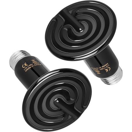 Simple Deluxe 75MM 150W Ceramic Heat Emitter Reptile Heat Lamp Bulb No Light Emitting Brooder Coop Heater, 2PK PTCRHL150X2V3-A