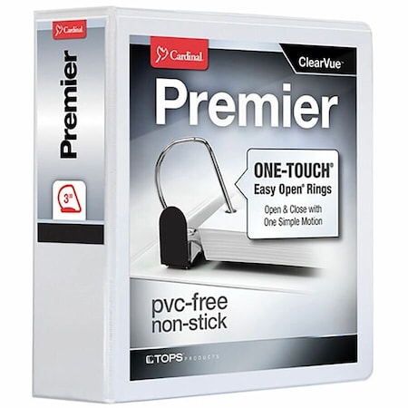 Cardinal EasyOpen Clearvue Slant DRing Binders, White CRD10330