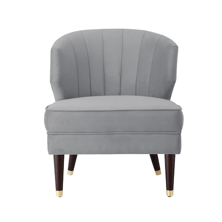Homeroots 27" Gray And Gold Velvet Tufted Wingback Chair 533885
