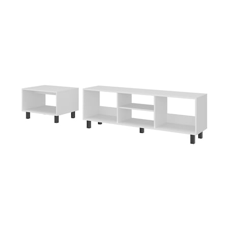 Homeroots 55in White Wood Fireplace Entertainment Center 725193