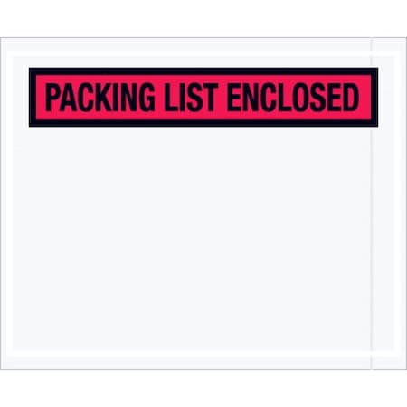 Box Packaging Panel Face Envelopes, "Packing List Enclosed" Print, 5-1/2"L x 4-1/2"W, Red, 1000/Pack PL453