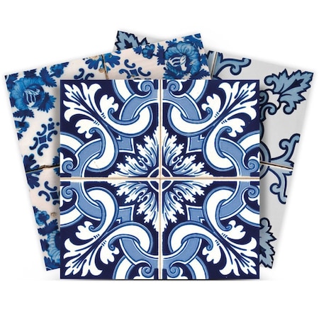 Homeroots 7" X 7" Blue Multi Mosaic Peel and Stick Tiles 400213