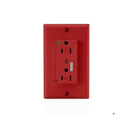 Leviton Straight Blade Receptacle, 5-15R, 15 A, 125V AC, Flush Mount, Self-Grounded T8280-R