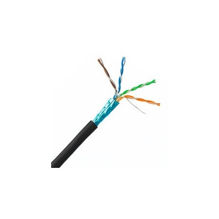 Cable Wholesale Plenum Cat5e Bulk Cable, Black, Solid, Shielded, CMP, 24 AWG, Spool, 1000 foot 11X6-522NH