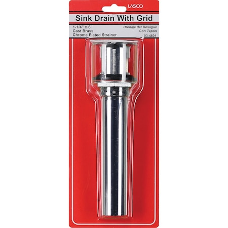 Westlake Pipe & Fittings 1-1/4'' Chrome-Plated Brass Bathroom Sink Drain with Grid Strainer 3/1/4601