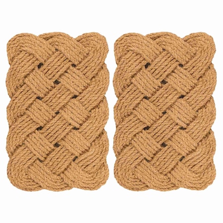 Jonathan Y Maeve Classic Coastal Scalloped Basketweave Coir Natural 18 in. x 30 in. Door Mat (Set of 2) NRF100A-1830-S2