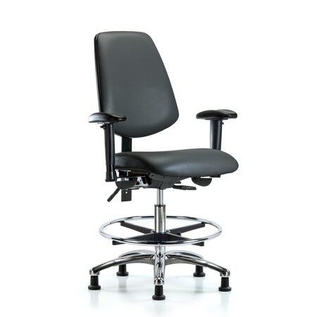 Blue Ridge Ergonomics Vinyl Chair, Vinyl, Adjustable Arms BR-VMBCH-MB-CR-T0-A1-CF-RG-8823