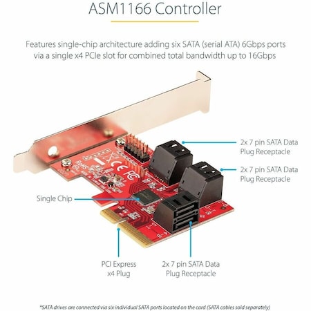 Startech.Com SATA PCIe Card/Controller Card, 6 Ports 6P6G-PCIE-SATA-CARD