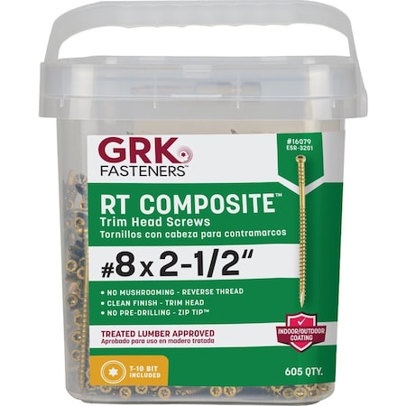 Grk Fasteners GRK RT No, 8 x 2-1/2'' Star Drive Composite Screw, 605 Ct. 16079
