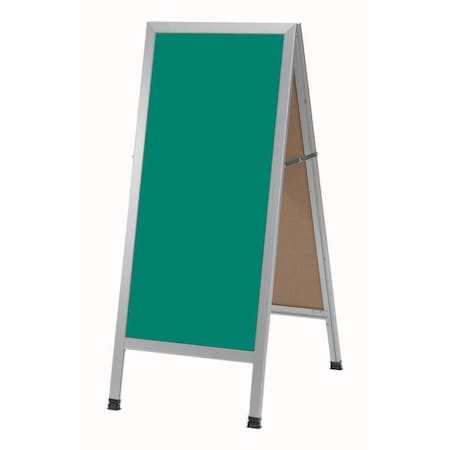 Aarco A-Frame Sidewalk Board, Green Porcelain Chalkboard and Satin Aluminum Frame, 42''Hx18''W AA-311SG