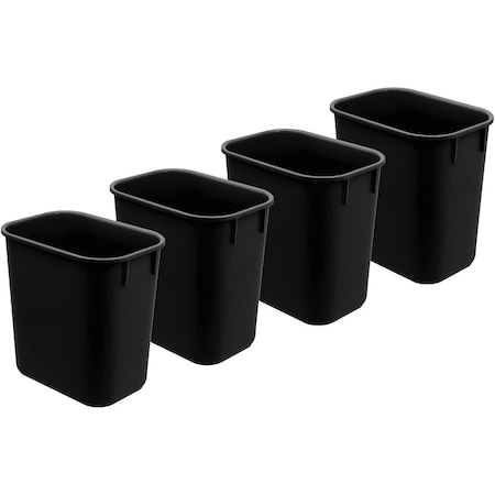 Acrimet Wastebasket, Deskside Bin, 3.25 Gallon/13 Quart/ 12 Liter (Plastic) (Black Color), 4PK 576.2