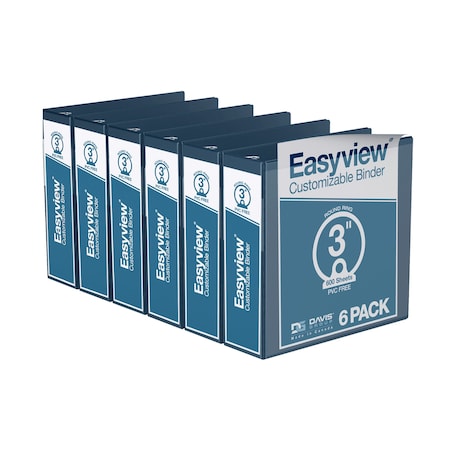 Davis Group Easyview Premium, Round Ring, Customizable, View Binder, (Navy Blue, 3"), PK6 8414-72-06