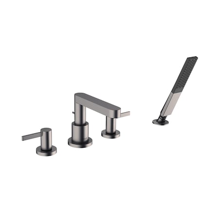 Hansgrohe Finoris 4-Hole Roman Tub Set Trim with 1.75 GPM Handshower in Brushed Black Chrome 76443341