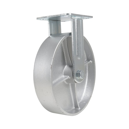Vestil Cast Iron/Steel Rigid Caster 8 In. Diameter x 2 In. Width 1760 Lb. Capacity Silver CST-VE-8X2CI-R