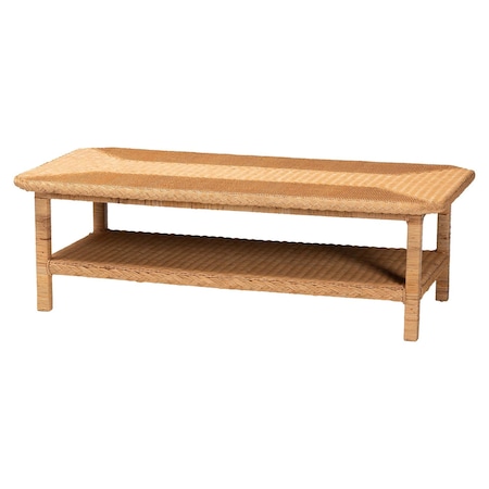 Bali & Pari Minahasa Bohemian Light Honey Braided Rattan Coffee Table 248-13706-ZORO